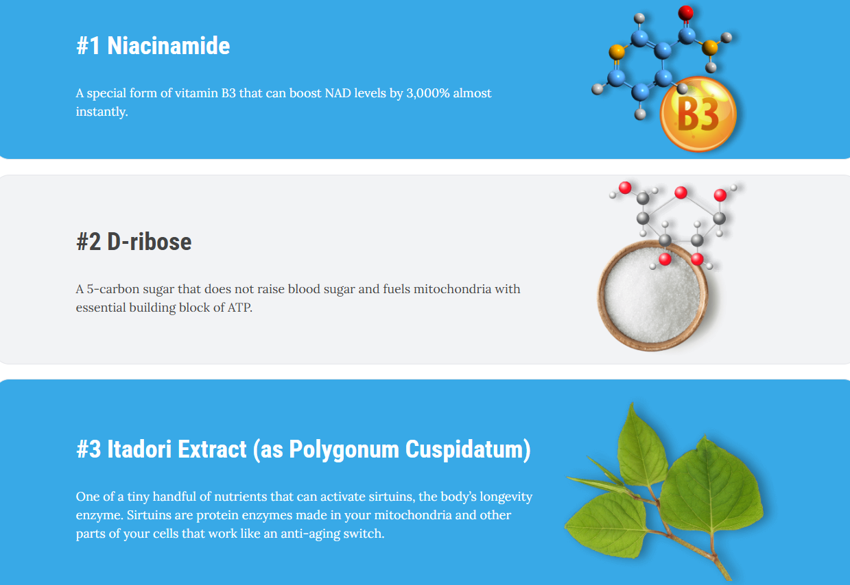 Advanced Mitochondrial Formula NAD benefits chart – Boost energy and anti-aging